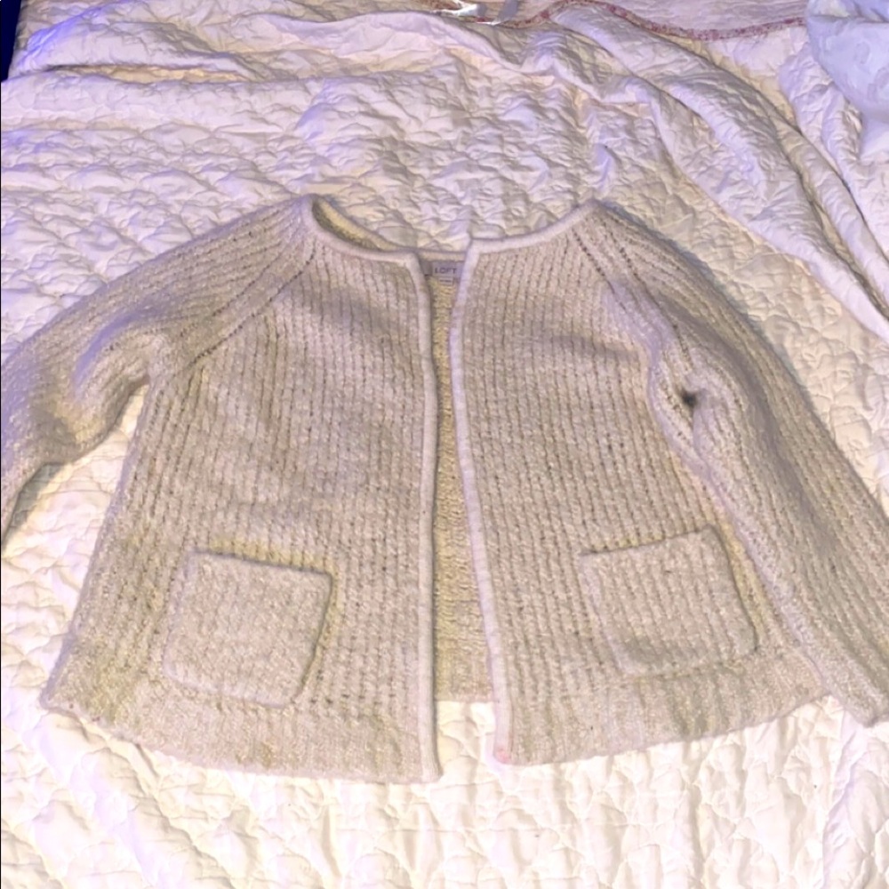 Loft XL white knit cardigan